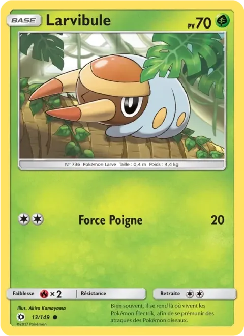 Carte Pokémon Larvibule 013/149, extension Soleil et Lune