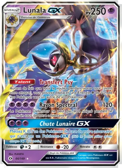 Carte Pokémon Lunala GX 066/149, extension Soleil et Lune