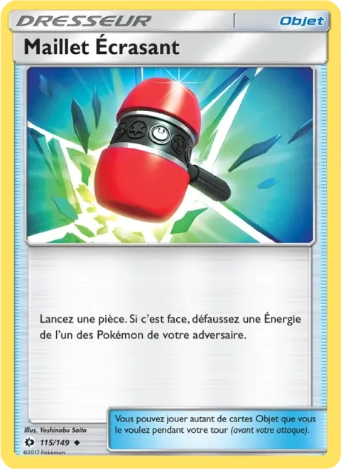 Carte Pokémon Maillet Écrasant 115/149, extension Soleil et Lune