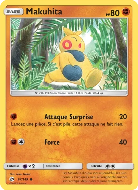 Carte Pokémon Makuhita 067/149, extension Soleil et Lune