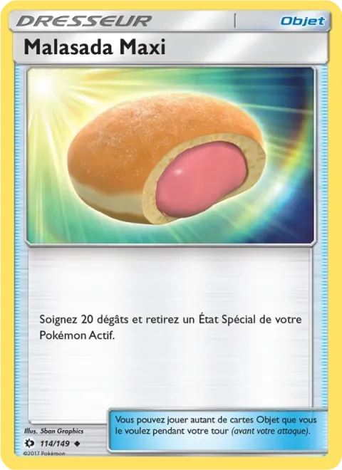 Carte Pokémon Malasada Maxi 114/149, extension Soleil et Lune