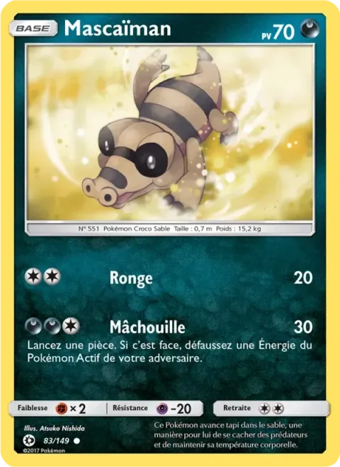 Carte Pokémon Mascaïman 083/149, extension Soleil et Lune