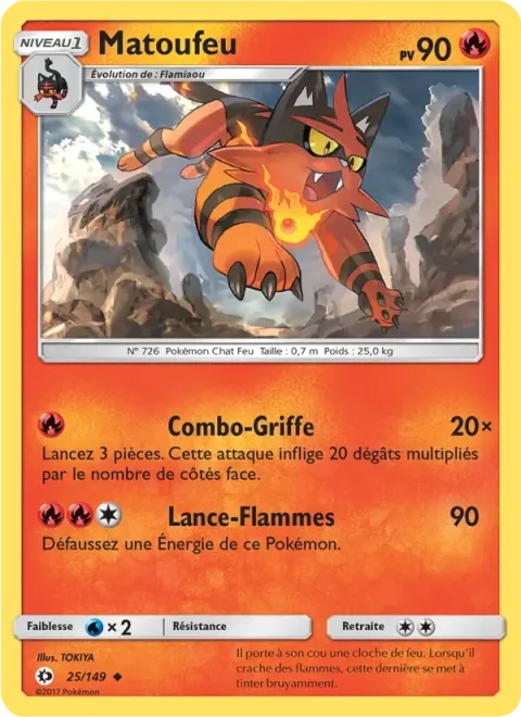 Carte Pokémon Matoufeu 025/149, extension Soleil et Lune