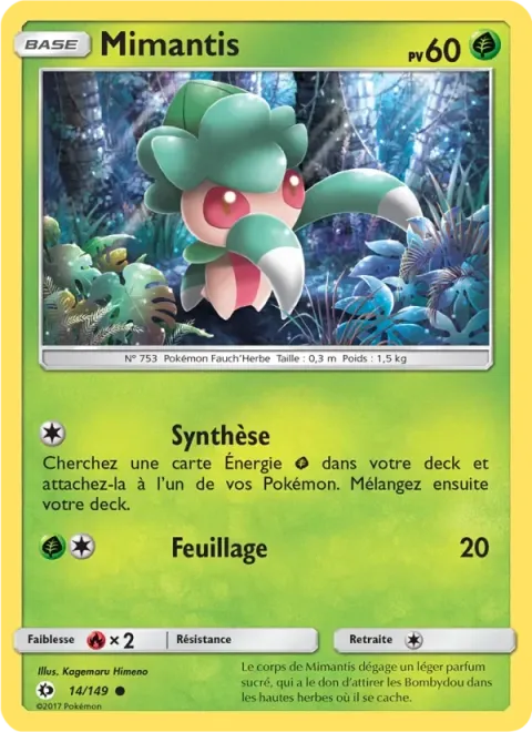 Carte Pokémon Mimantis 014/149, extension Soleil et Lune