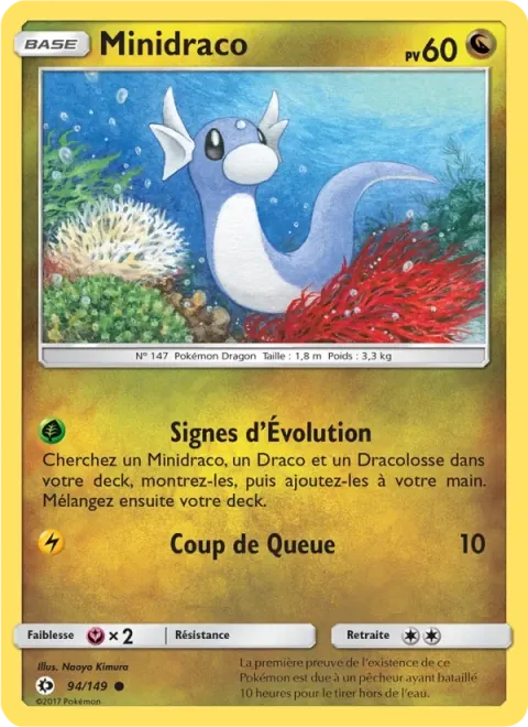 Carte Pokémon Minidraco 094/149, extension Soleil et Lune