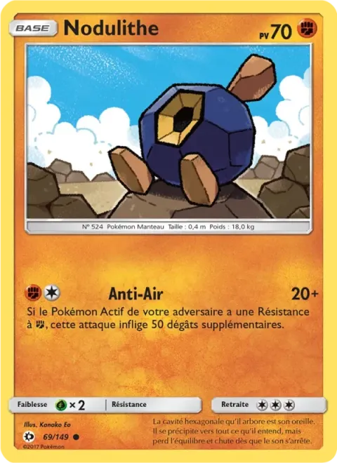 Carte Pokémon Nodulithe 069/149, extension Soleil et Lune
