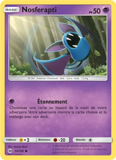 Carte Pokémon Nosferapti 054/149, extension Soleil et Lune
