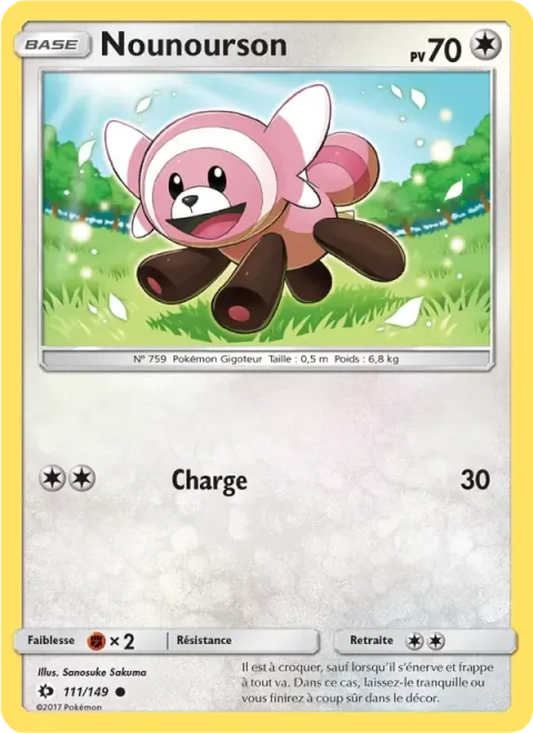 Carte Pokémon Nounourson 111/149, extension Soleil et Lune