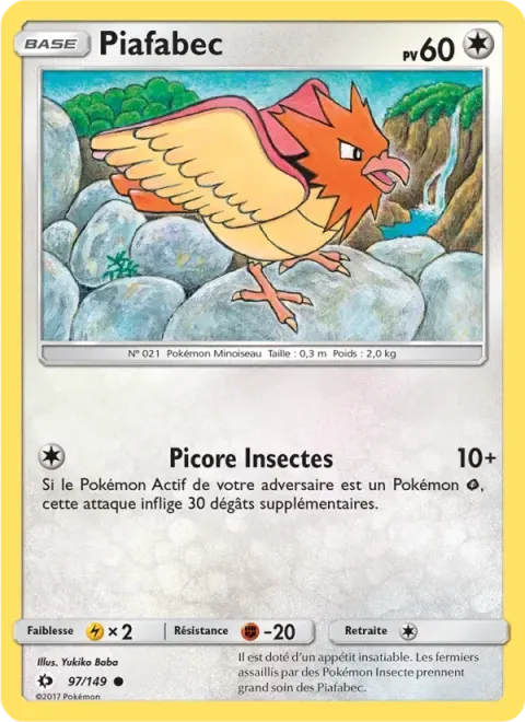 Carte Pokémon Piafabec 097/149, extension Soleil et Lune
