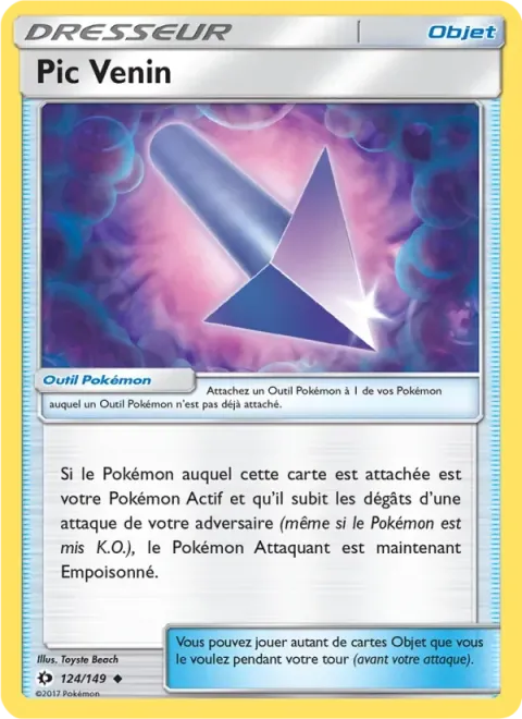 Carte Pokémon Pic Venin 124/149, extension Soleil et Lune