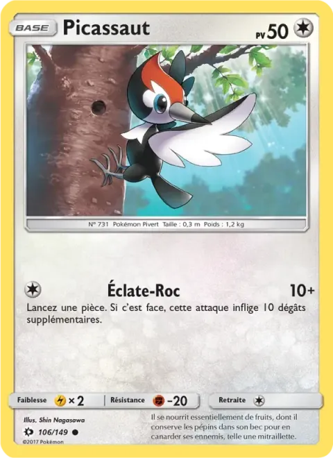 Carte Pokémon Picassaut 106/149, extension Soleil et Lune
