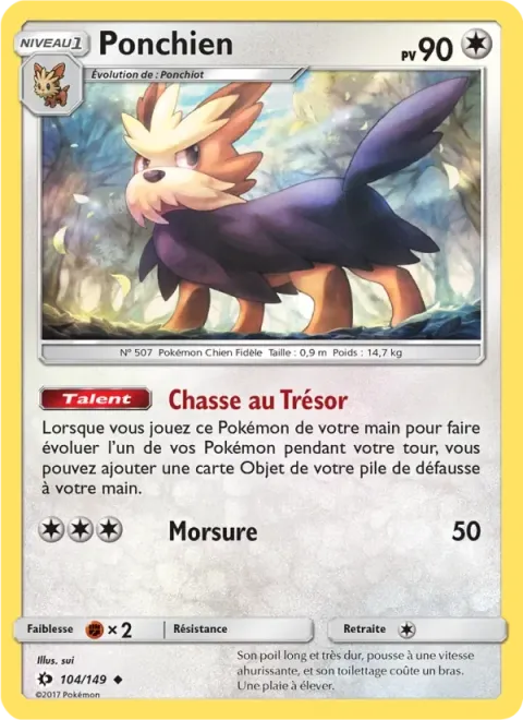 Carte Pokémon Ponchien 104/149, extension Soleil et Lune