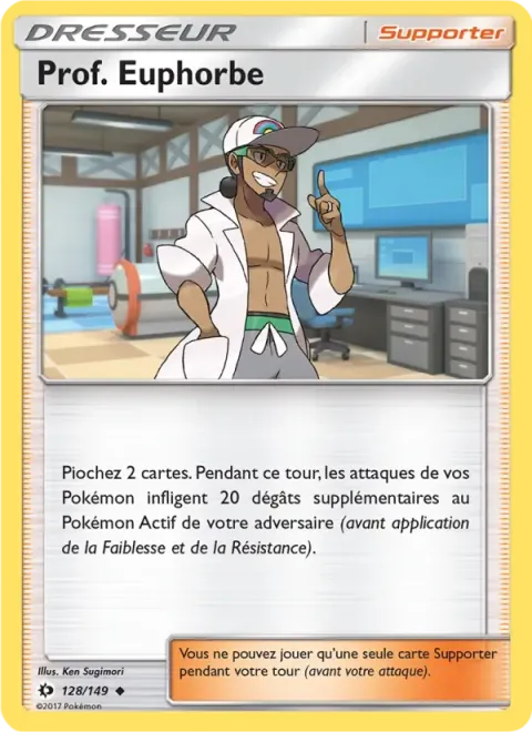 Carte Pokémon Prof. Euphorbe 128/149, extension Soleil et Lune