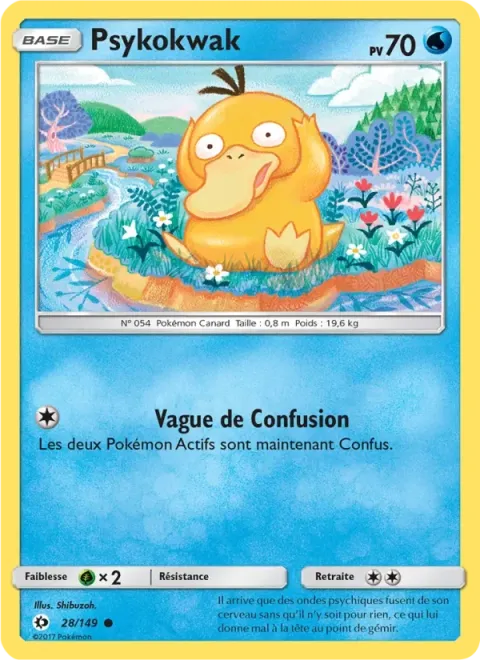 Carte Pokémon Psykokwak 028/149, extension Soleil et Lune