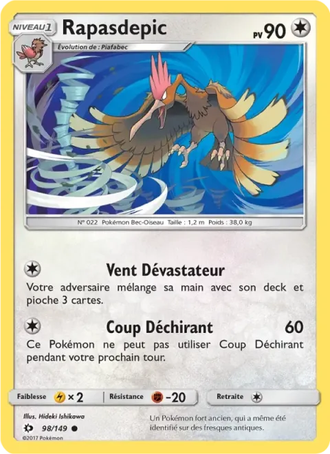 Carte Pokémon Rapasdepic 098/149, extension Soleil et Lune