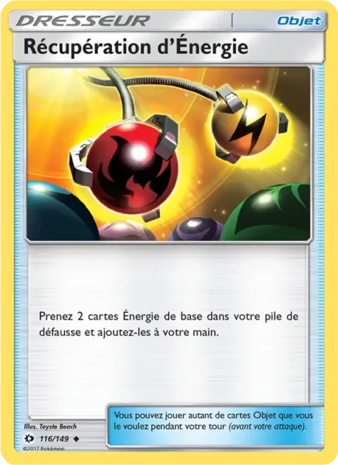 Carte Pokémon Récupération d’Énergie 116/149, extension Soleil et Lune