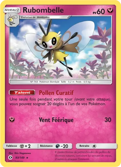 Carte Pokémon Rubombelle 093/149, extension Soleil et Lune