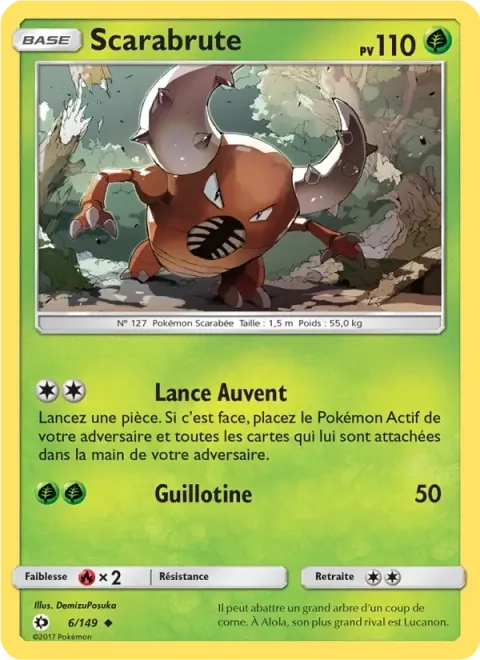 Carte Pokémon Scarabrute 006/149, extension Soleil et Lune