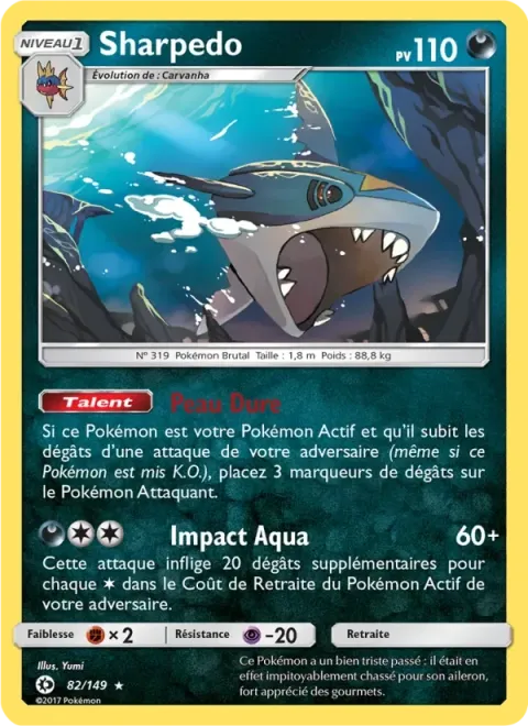 Carte Pokémon Sharpedo 082/149, extension Soleil et Lune
