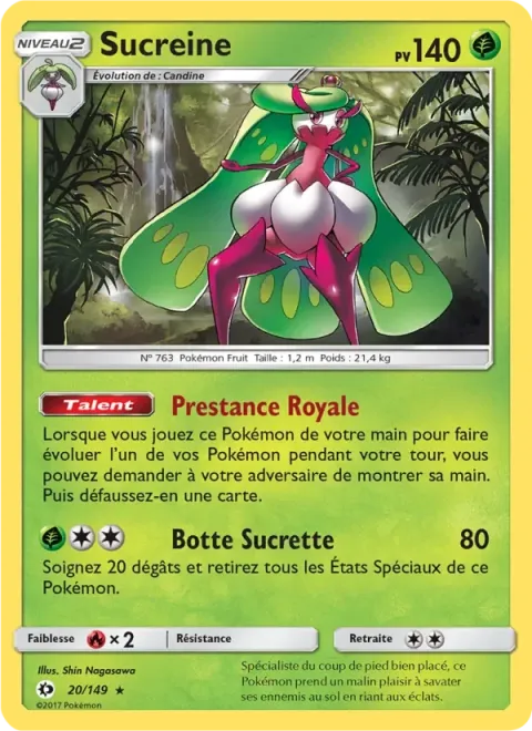 Carte Pokémon Sucreine 020/149, extension Soleil et Lune