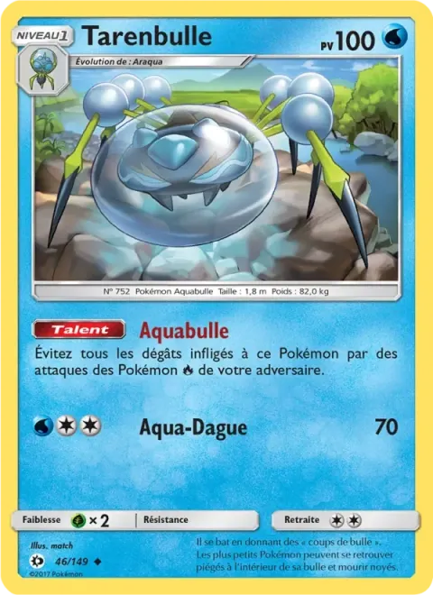 Carte Pokémon Tarenbulle 046/149, extension Soleil et Lune