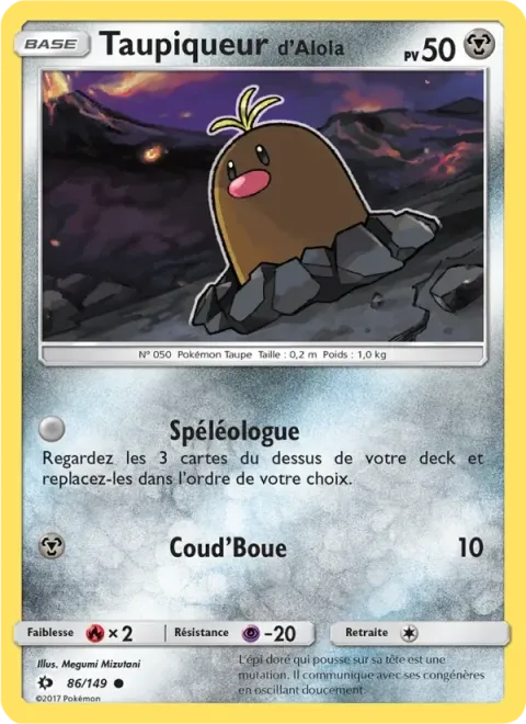 Carte Pokémon Taupiqueur d’Alola 086/149, extension Soleil et Lune