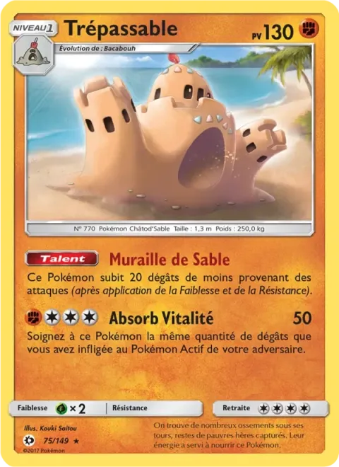 Carte Pokémon Trépassable 075/149, extension Soleil et Lune