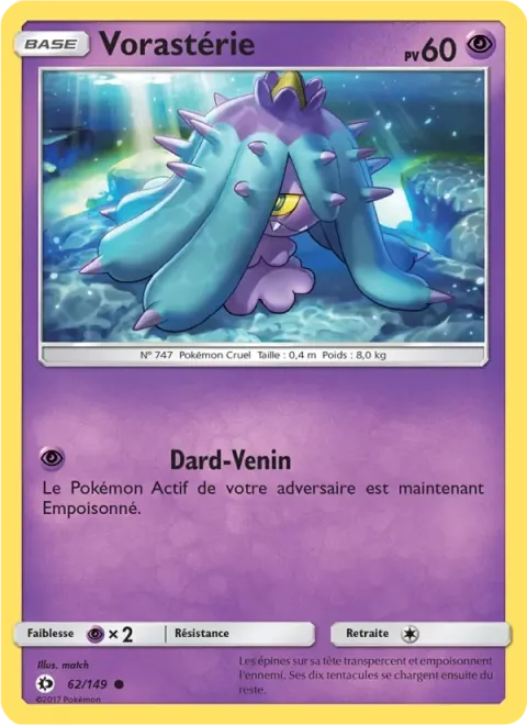 Carte Pokémon Vorastérie 062/149, extension Soleil et Lune