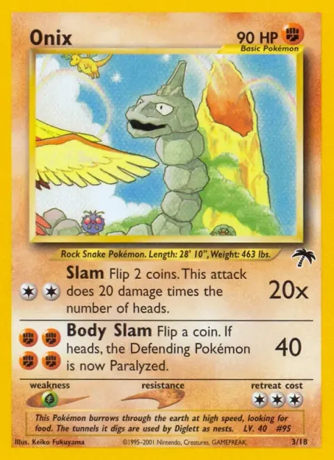 Carte Pokémon Onix 003/018, extension Southern Islands (sortie anglaise)