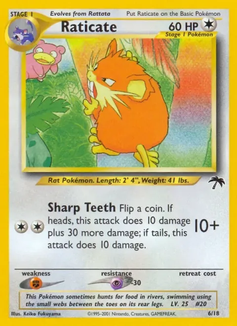 Carte Pokémon Rattatac 006/018, extension Southern Islands (sortie anglaise)