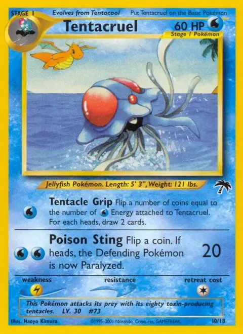 Carte Pokémon Tentacruel 010/018, extension Southern Islands (sortie anglaise)