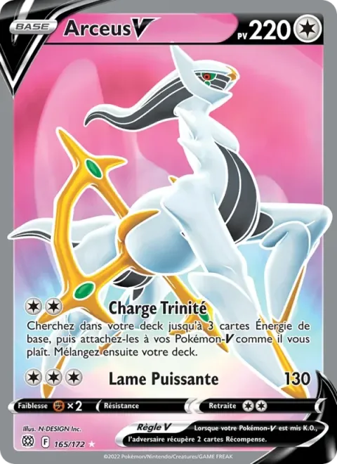 Carte Pokémon Arceus V 165/172, extension Stars Étincelantes