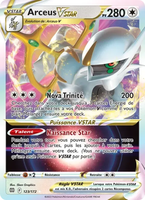 Carte Pokémon Arceus VSTAR 123/172, extension Stars Étincelantes