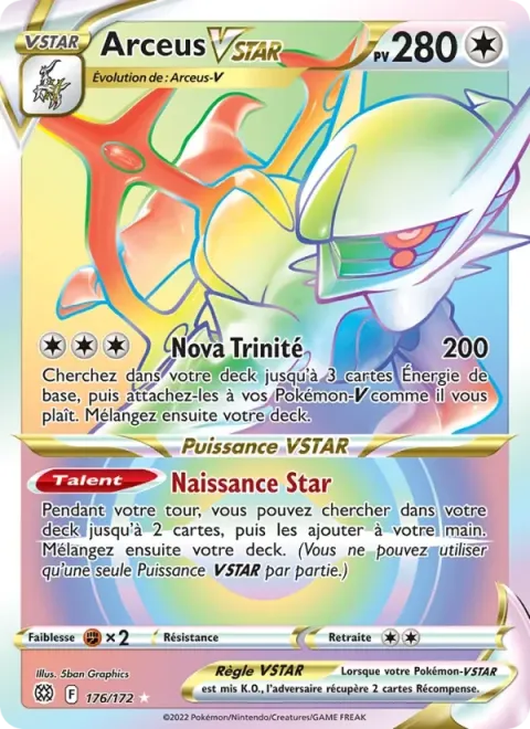 Carte Pokémon Arceus VSTAR 176/172, extension Stars Étincelantes