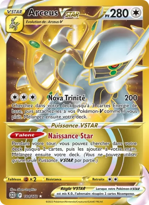 Carte Pokémon Arceus VSTAR 184/172, extension Stars Étincelantes