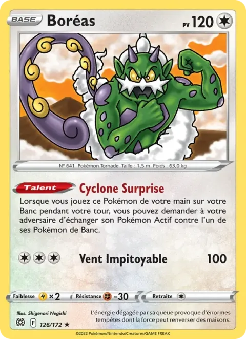 Carte Pokémon Boréas 126/172, extension Stars Étincelantes
