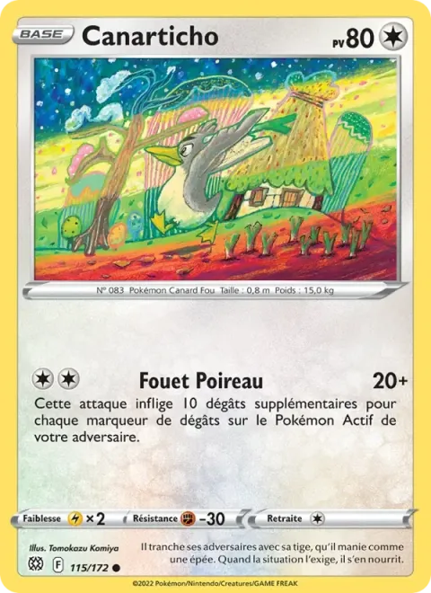 Carte Pokémon Canarticho 115/172, extension Stars Étincelantes