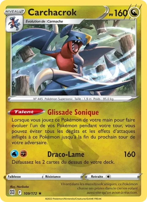 Carte Pokémon Carchacrok 109/172, extension Stars Étincelantes
