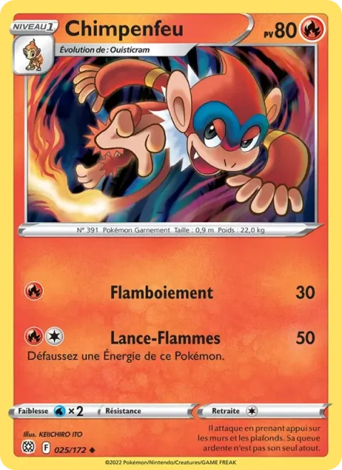 Carte Pokémon Chimpenfeu 025/172, extension Stars Étincelantes