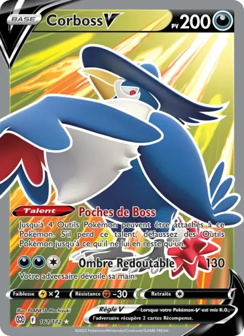 Carte Pokémon Corboss V 161/172, extension Stars Étincelantes