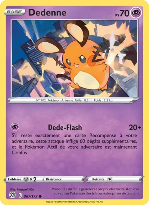 Carte Pokémon Dedenne 067/172, extension Stars Étincelantes