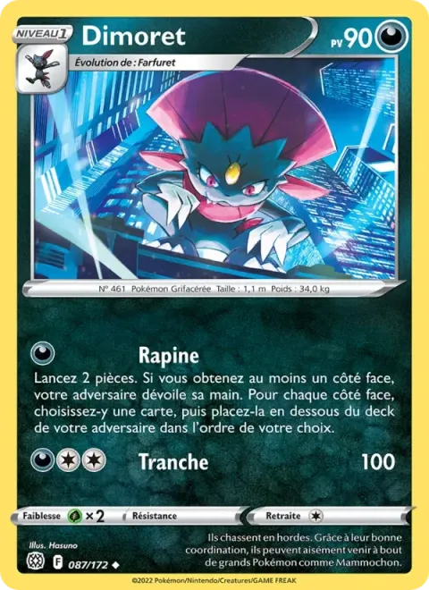 Carte Pokémon Dimoret 087/172, extension Stars Étincelantes