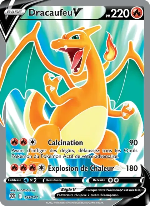 Carte Pokémon Dracaufeu V 153/172, extension Stars Étincelantes