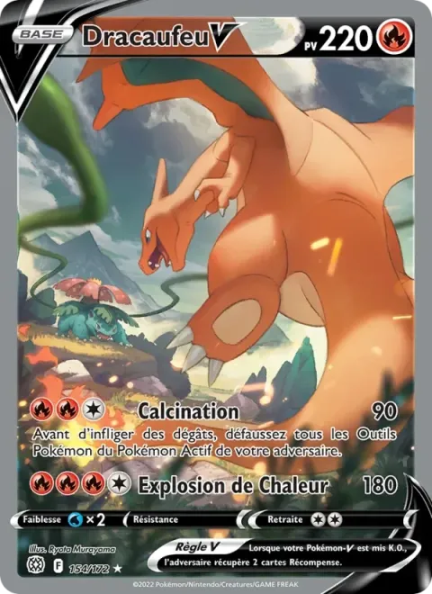 Carte Pokémon Dracaufeu V 154/172, extension Stars Étincelantes