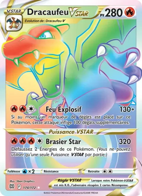 Carte Pokémon Dracaufeu VSTAR 174/172, extension Stars Étincelantes