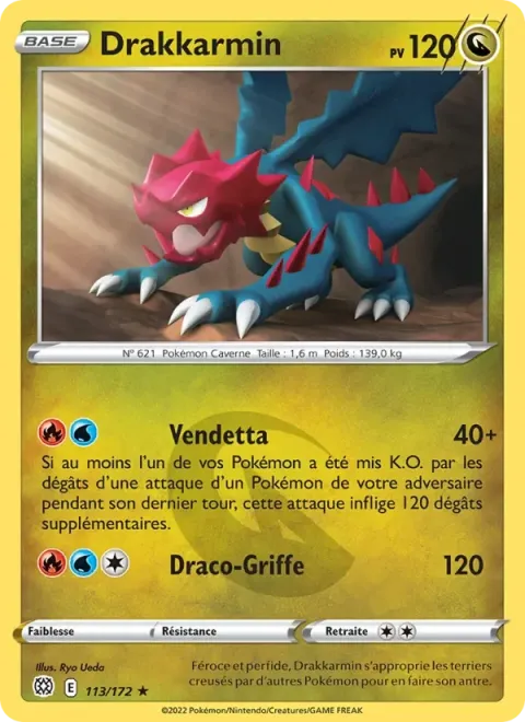 Carte Pokémon Drakkarmin 113/172, extension Stars Étincelantes