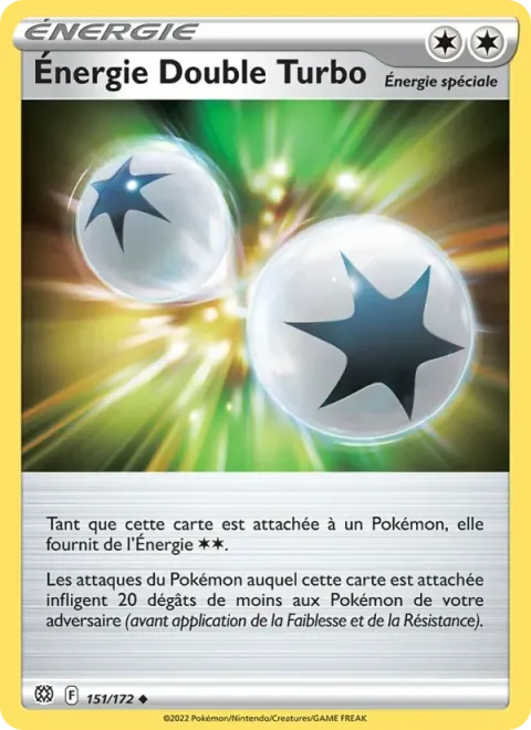 Carte Pokémon Énergie Double Turbo 151/172, extension Stars Étincelantes