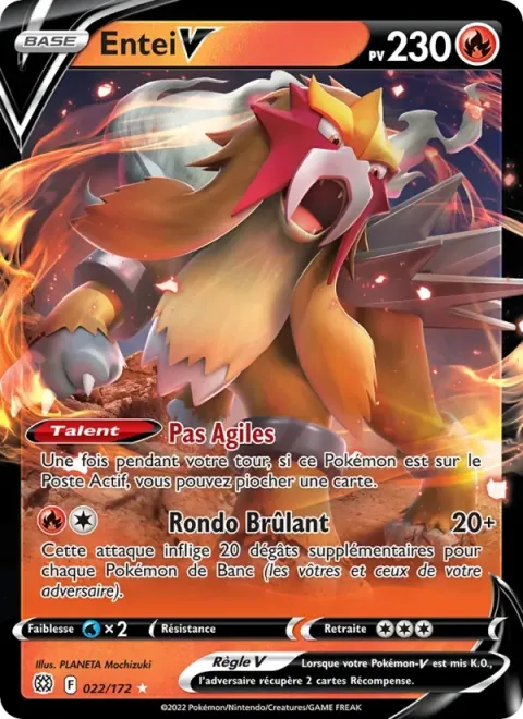 Carte Pokémon Entei V 022/172, extension Stars Étincelantes