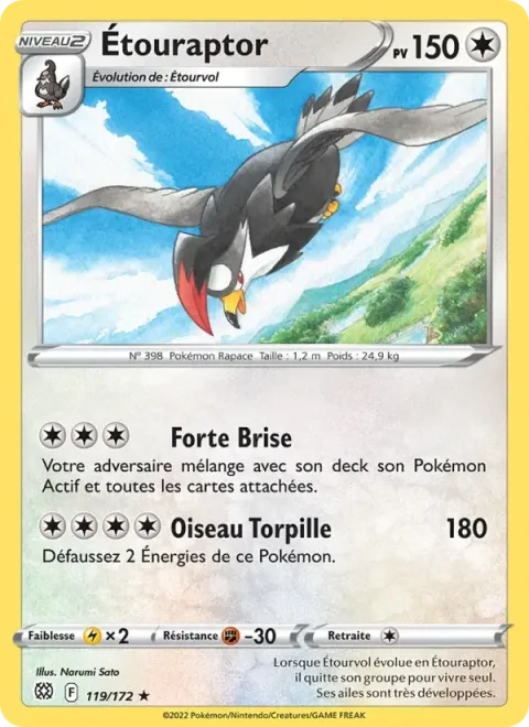 Carte Pokémon Étouraptor 119/172, extension Stars Étincelantes