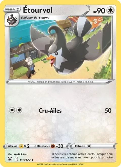 Carte Pokémon Étourvol 118/172, extension Stars Étincelantes